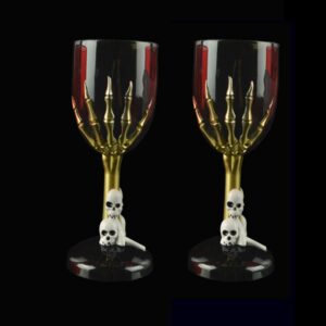 jojofuny Wine Cup 6PCS Halloween Ghost skull drinking glasses skeleton wine glasses skeleton hand wine glass Claw Cup Party Wine Goblet