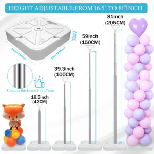 SOFTTIME Balloon Column Stand Kit Set of 2, Heavy Duty Balloon Stand Kit for Floor with Metal Balloon Poles, Balloon Tower Stand Kit with Base for Party Decoration (Balloon Tower Stand Kit with Base)