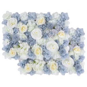 Flower Wall Panel Set, U'Artliens Artificial Wall Flower Backdrop 24x16 Inch 3D Silk Hydrangea Rose Floral Panel for Photo Background Home Party Wedding Backdrop Decoration(2pcs,Autumn Pink)