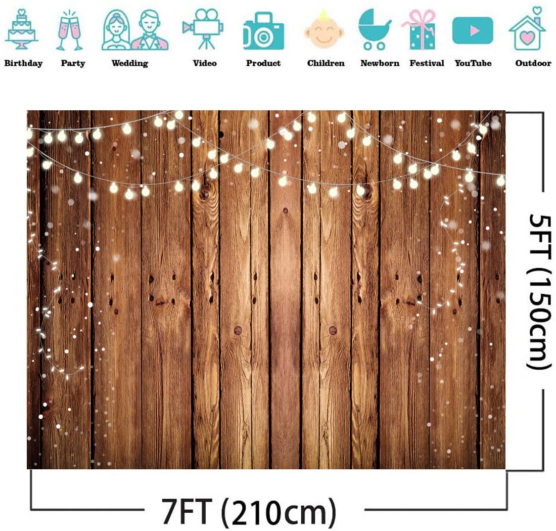 Alltten 7X5FT Brown Wood Backdrops for Photography Vintage Brown Background Thin Vinyl Material Applicable to Baby Shower Banners Photo Booth Studio Props F1