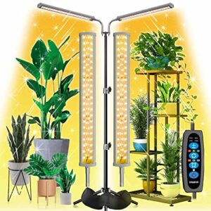 dommia led grow lights, 3 modes grow lights for indoor plants full spectrum with 60" adjustable tripod stand,180 led plant grow light with stand 6/10/12 timer dimmable grow light strip for tall plants