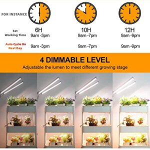 DOMMIA LED Grow Lights, 3 Modes Grow Lights for Indoor Plants Full Spectrum with 60" Adjustable Tripod Stand,180 LED Plant Grow Light with Stand 6/10/12 Timer Dimmable Grow Light Strip for Tall Plants