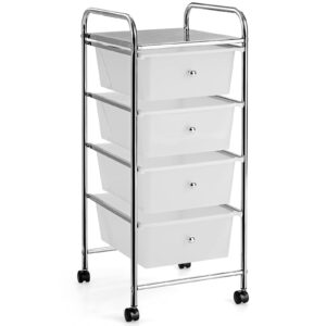 relax4life storage drawer carts classroom organization rolling carts with wheels 4 drawers -craft organizing drawers with plastic drawers, utility cart for office, school storage cart (clear)