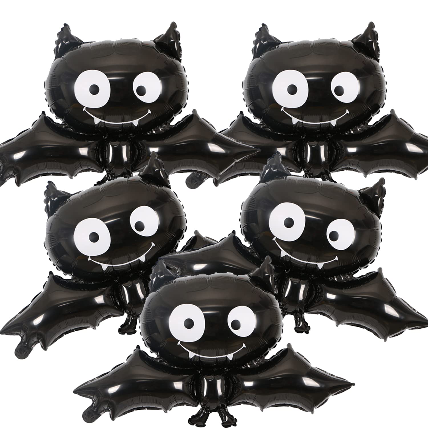 5 Pieces Halloween Foil Balloons Large Bat Mylar Balloons Black Bat Aluminum Foil Balloons Cute Bat Balloons for Halloween Party Props Home Decoration Supplies Kids Gifts