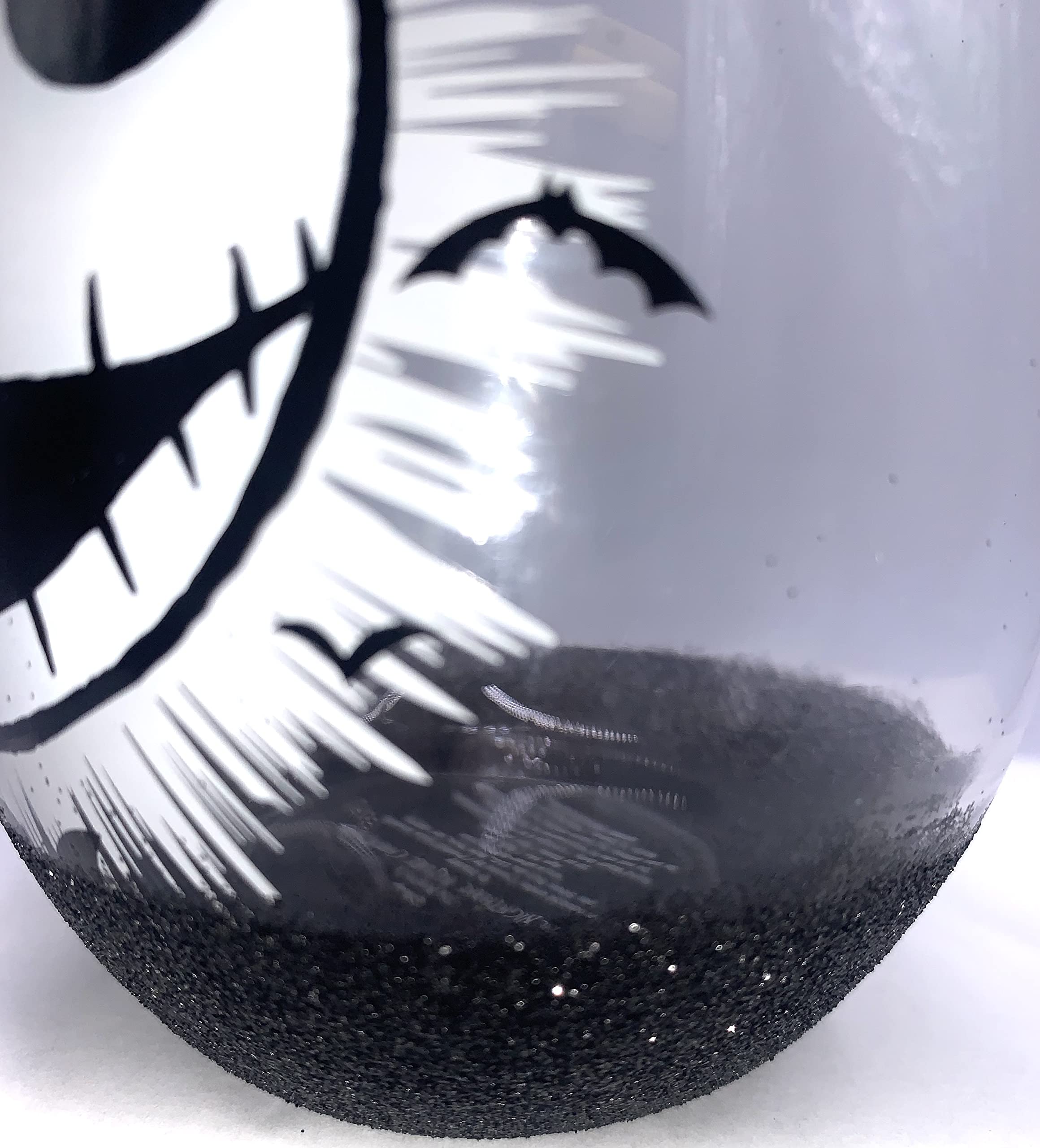 Disney Tim Burton’s The Nightmare Before Christmas Jack Skellington Face 20 Ounce Stemless Wine Glass with Glitter Base - Official Kitchen Collectible Novelty Drinkware Gifts