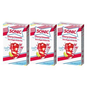 sonic singles to go powdered drink mix, cherry limeade, 6 sticks per box, 3 boxes included (18 sticks total)