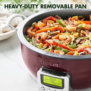GreenPan Elite Essential Smart Electric 6QT Skillet Pot,Sear Saute Stir-Fry and Cook Rice, Healthy Ceramic Nonstick and Dishwasher Safe Parts, Easy-to-use LED Display, PFAS-Free, Fantasy Fig