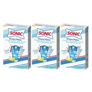 sonic singles to go powdered drink mix, ocean water, 6 sticks per box, 3 boxes included (18 sticks total)