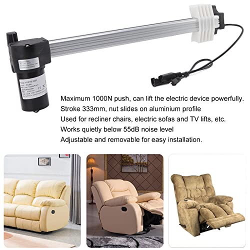 Zunate 1000N Power Recliner Motor Linear Actuator for Electric Sofa, Massage Chair Reclining Chairs Motor Replacement Kit,333mm Stroke, IPX4 Protection, DC29V