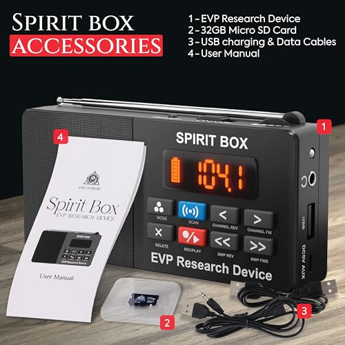 PARANORMIC Spirit Box Ghost Hunting Equipment — Handheld EVP Ghost Hunting Equipment Kit with 32 GB Micro SD & Integrated Flashlight — Paranormal Equipment Ghost Box for Scanning & Recording Spirits