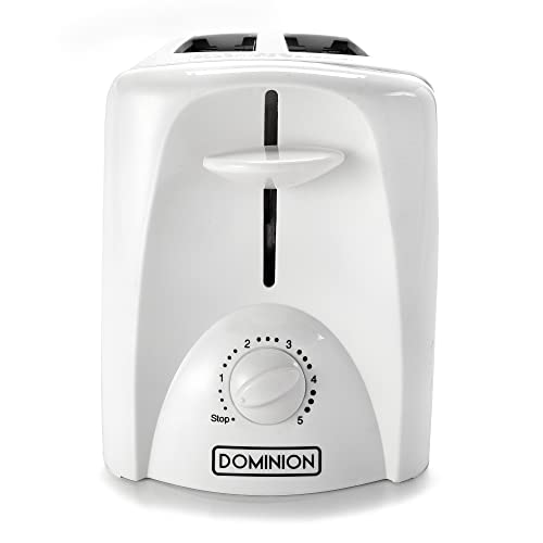 Dominion 2-Slice Toaster with Shade Control, Slide-Out Crumb Tray, Auto-Shutoff, Faster Heating Speed, Toast Lift, Second Generation, White