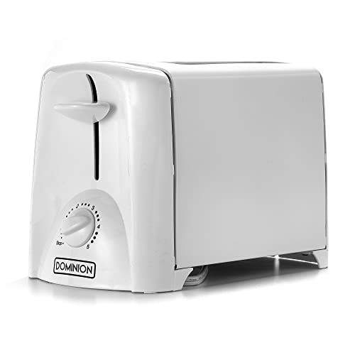 Dominion 2-Slice Toaster with Shade Control, Slide-Out Crumb Tray, Auto-Shutoff, Faster Heating Speed, Toast Lift, Second Generation, White