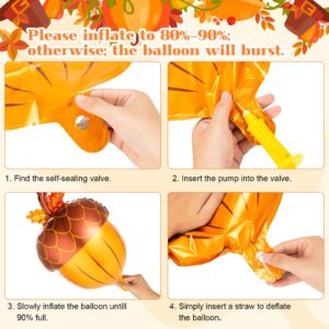 Happy Fall Balloon, 16Pcs Big Maple Leaves Acorn Balloons, Fall Mylar Foil Balloons for ThanksGiving Home Festival Decorations