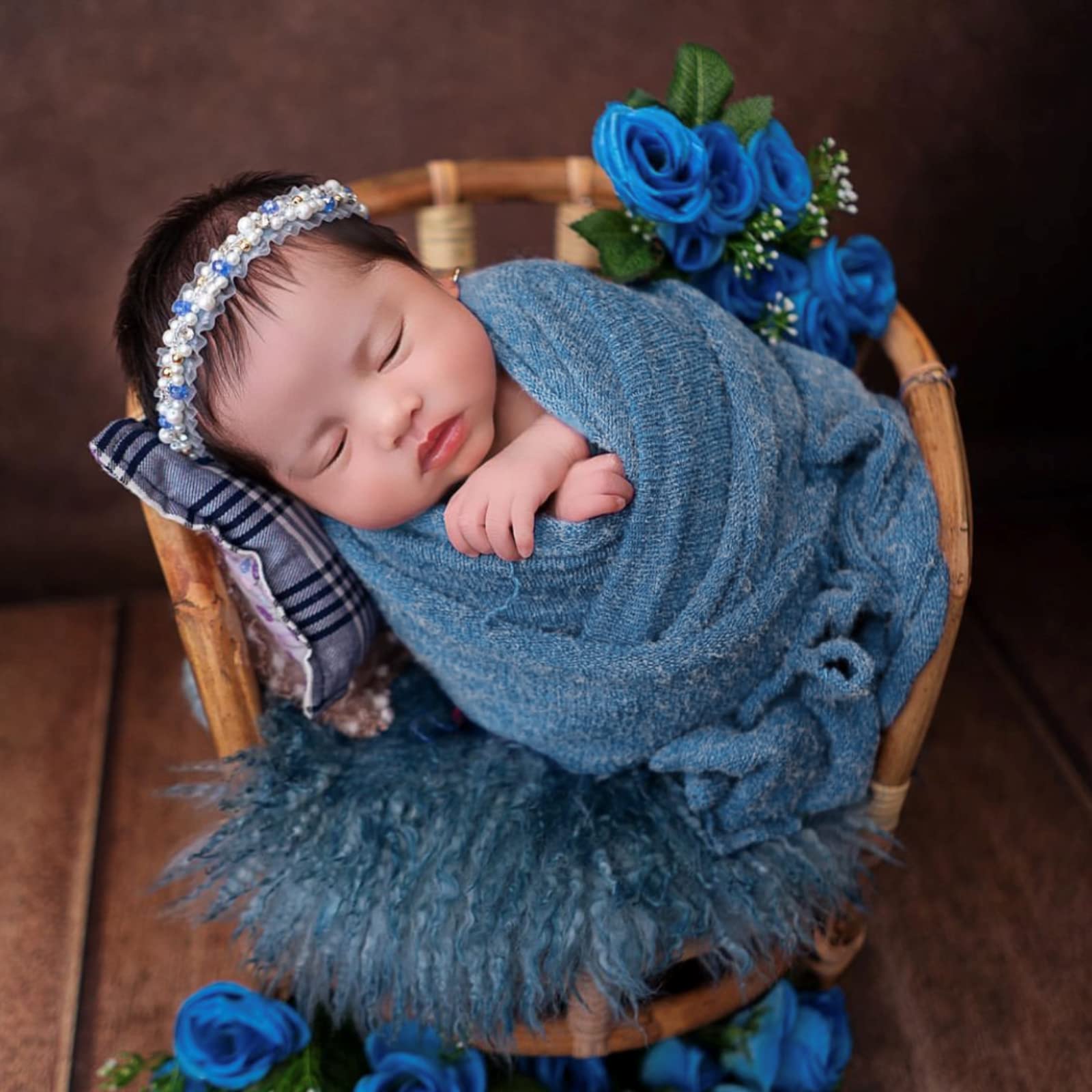 Newborn Posing Wrap Newborn Photography Props Soft Stretch Knit Blanket Handmade Wrap for Baby Boys Girls Photoshoot…