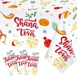 3 packs rosh hashanah tablecloth waterproof rosh hashanah plastic table cover shana tova high holy day tablecloth jewish new year tablecloth for kitchen dining room decor supplies 54 x 108 inches