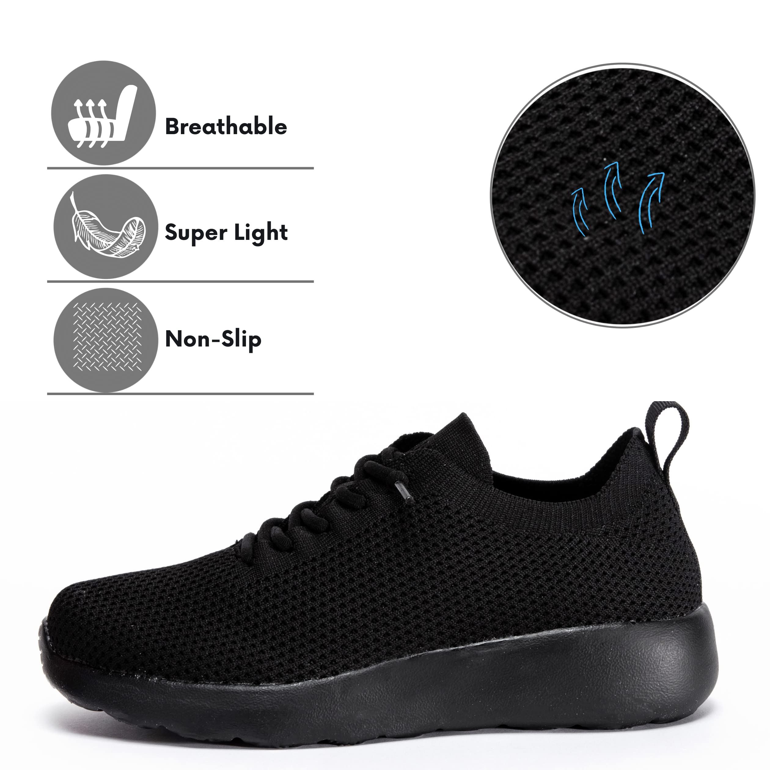 aollegat Womens Walking Shoes | Slip On Sneakers for Women |Comfy Tennis Running Shoes | Lightweight and Breathable Black