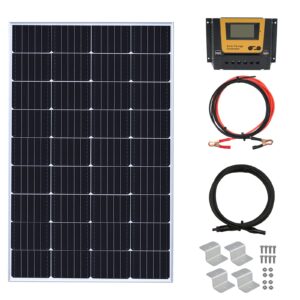 wuzeck 150 watt 12volt solar panel kit monocrystalline module 20a charge controller for rv, boats, trailer, camper,off-grid system(150w solar kit)