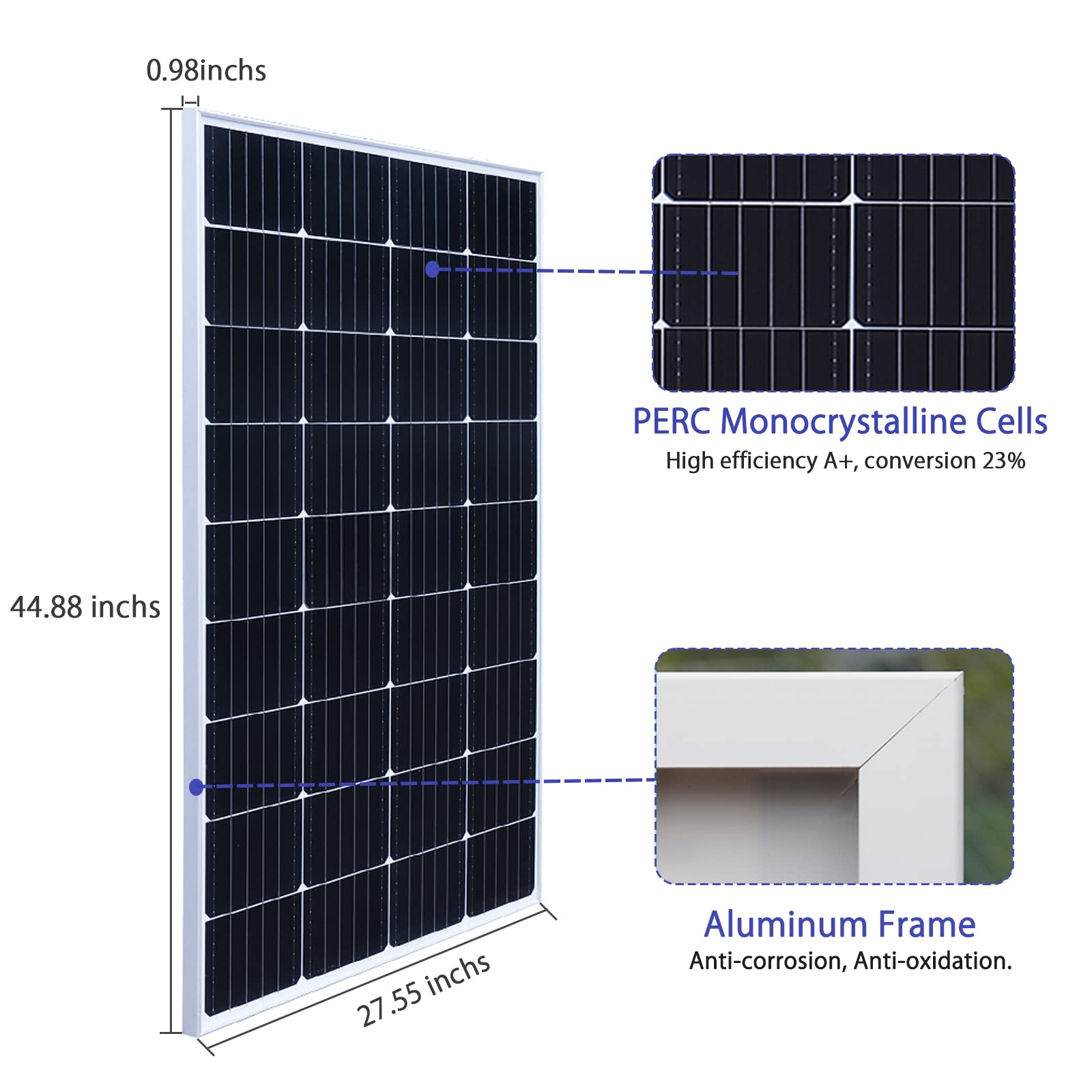 WUZECK 150 Watt 12Volt Solar Panel Kit Monocrystalline Module 20A Charge Controller for RV, Boats, Trailer, Camper,Off-Grid System(150W Solar kit)