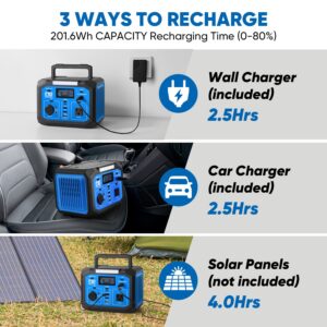 Prostormer Portable Power Station, 201.6Wh Backup Lithium Battery with 110V/240W AC Outlet, Solar Generator (Solar Panel Not Included), LED Lighting for Outdoors Camping Travel Hunting Emergency