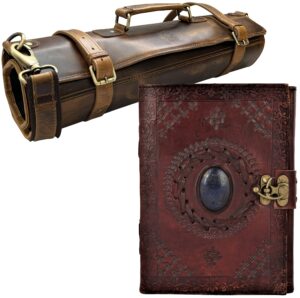 rustic town leather knife roll & leather journal - a perfect combo for chefs