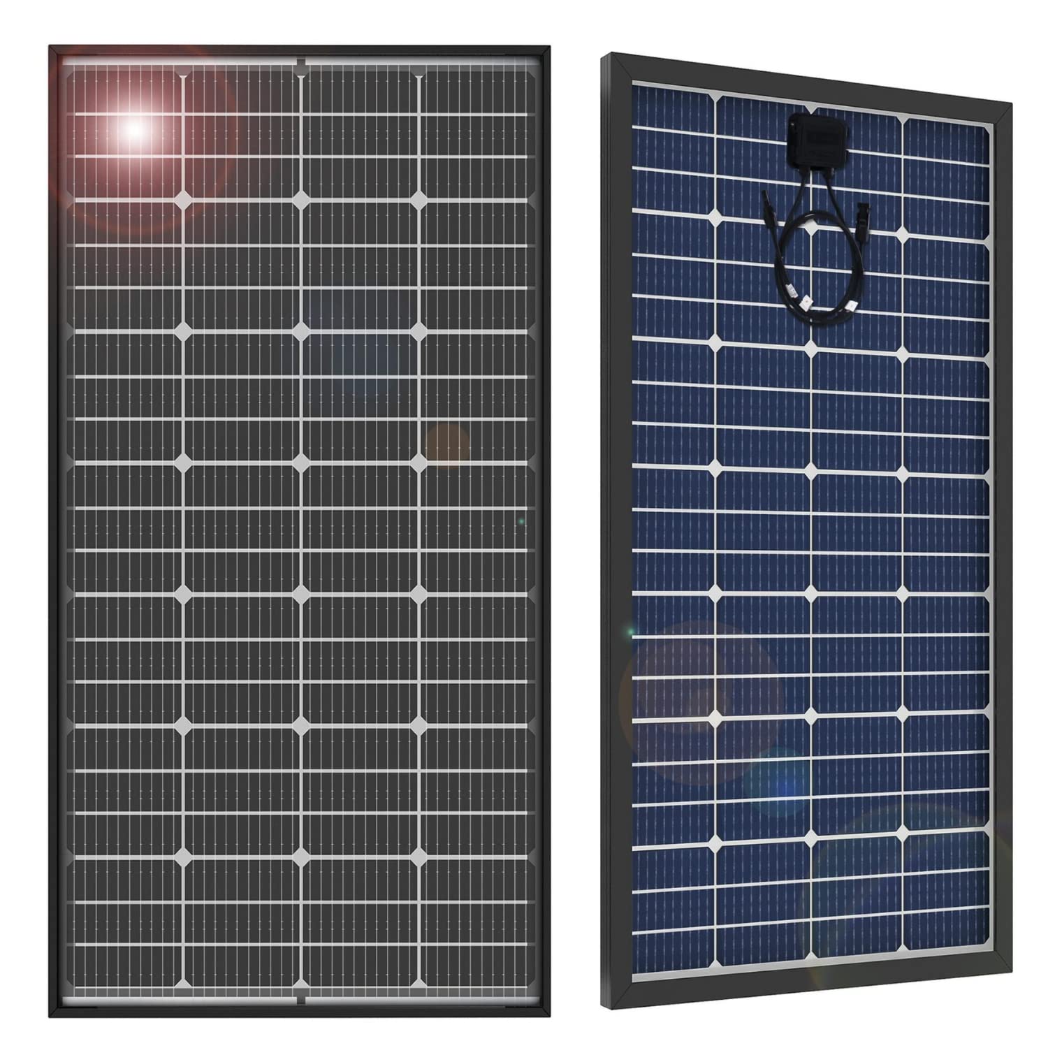 JJN Solar Panel Kit 200w Bifacial Solar Panel with 20A Solar Charge Controller+41" Adjustable Solar Panel Brackets for Homes RV Marine Camping Boat Off Grid System