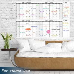 Large Dry Erase Calendar for Wall - Undated 4 Months Wall Calendar, Dry Erase Calendar, 52" x 36", Yearly Wall Calendar Dry Erase for Office, Home