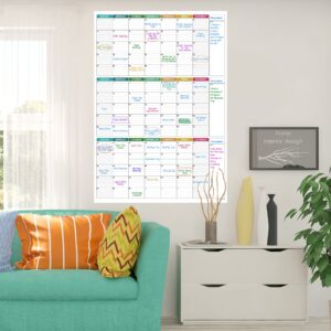 Dry Erase Calendar for Wall - 3 Month Vertical Wall Calendar, 28" x 40", Reusable Monthly Quarterly Calendar Planner Undated, Erasable Laminated Calendar Whiteboard, Vertical Layout Wall Calendar for