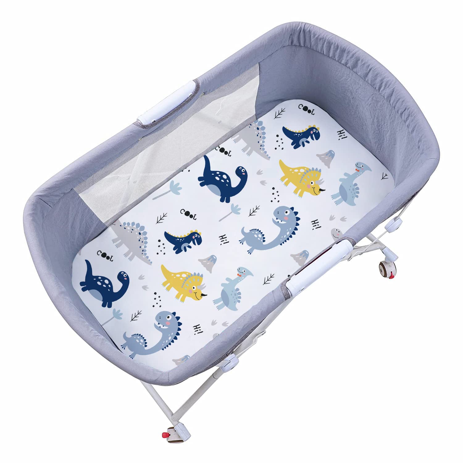 Plushii Bassinet Sheets for Baby Boys 3 Pack, 32"x 16" Extra Soft Microfiber Bassinet Sheet Universal for Oval Rectangle and Hourglass Bassinet Mattress, Dinosaur & Blue Elephant & Stars