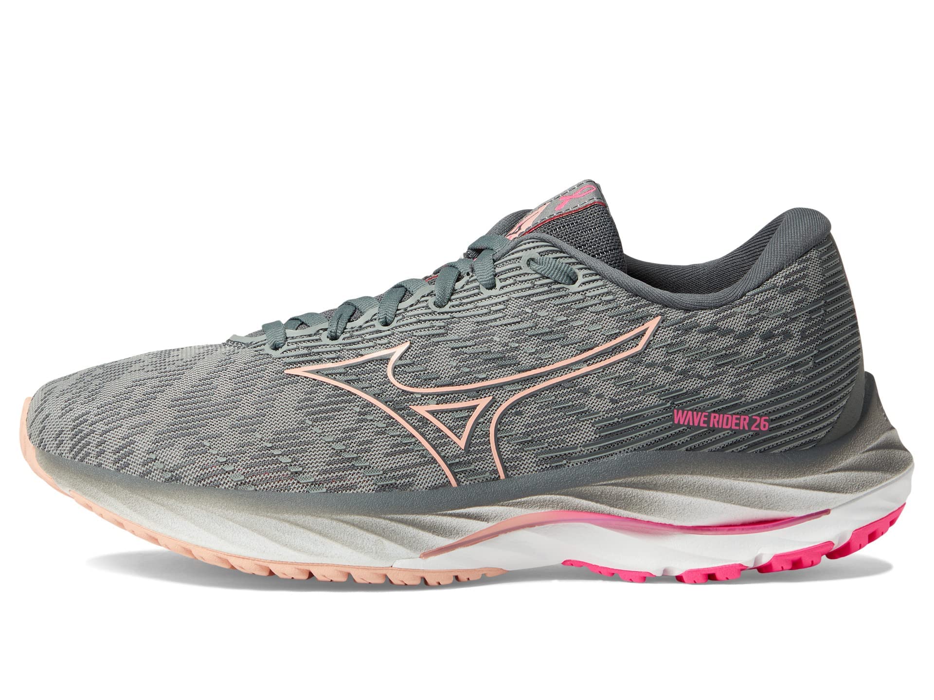 Mizuno Wave Rider 26 Project Zero Ultimate Grey/Peach Bud Women's 10 B (M)