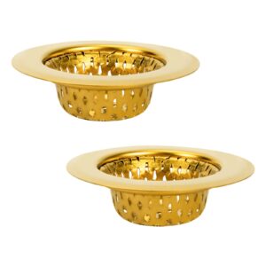 snailhouse bathroom sink strainers, 2 pack 2.17 inches stainless steel small mesh utility sink drain stopper basket cover plug screen, gold