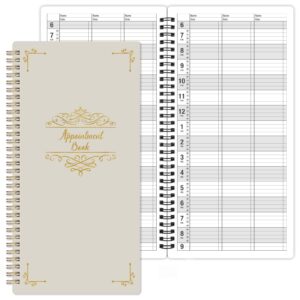 appointment book – undated salon appointment book, daily＆hourly schedule book with 200 pages, 6 am - 9 pm, 15 minute intervals day planner, 6’’ x 11.5’’, 3 column, twin-wire binding, hardcover