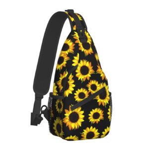 hocloce sunflowers sling backpack crossbody shoulder bag travel hiking daypack chest bags for women men