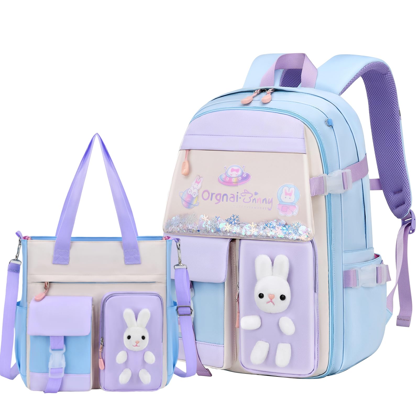 LANSHIYA Kawaii Backpack for School Girls Bunny Backpack Kids Casual Bookbag Cute Outdoor Daypack