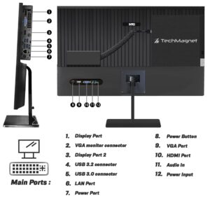 All in one Desktop Computer, TechMagnet Cheetah 6, Intel Core i5 6th Gen 2.5 GHz, 16GB DDR3, 240GB SSD, New 24 inch LED, MTG Gaming Kit with Webcam, Windows 10 Pro (Renewed)