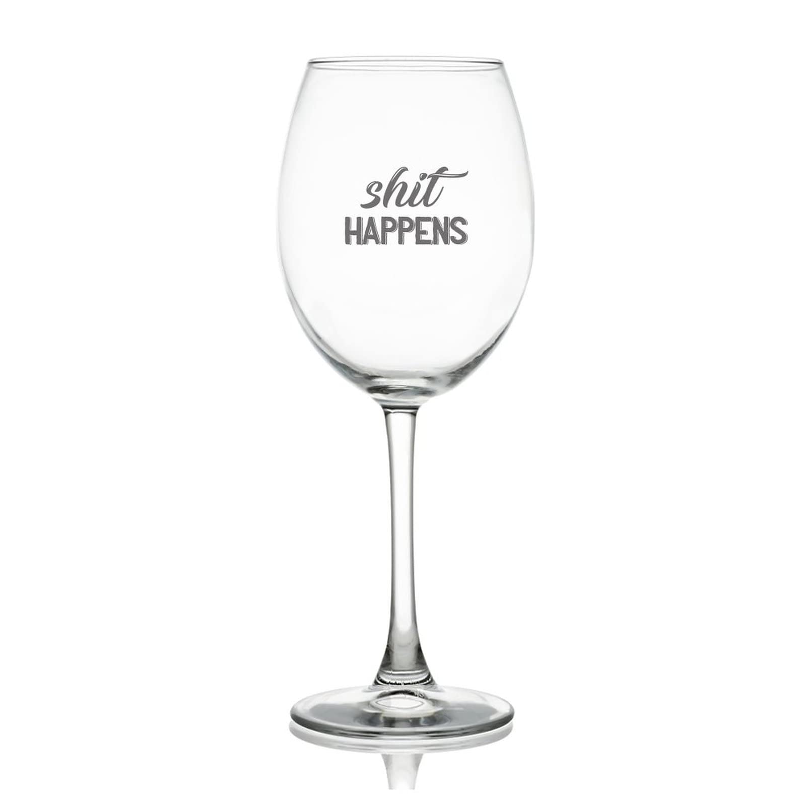 Funlucy Shit Happens Red Wine Glass Engraved Wine Glasses Suitable for Outdoor Picnics, Weddings, Travel, Parties, 11 OZ