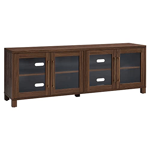 Henn&Hart Rectangular TV Stand for TV's up to 80" in Walnut, Electric Fireplace TV Stands for the Living Room