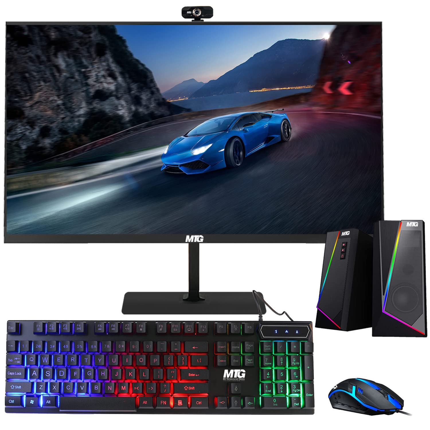 All in one Desktop Computer, TechMagnet Cheetah 4, Intel Core i5 4th Gen 2.5 GHz, 8GB DDR3, 120GB SSD, New 22 inch LED, MTG RGB Keyboard Mouse, RGB Speaker and Webcam, Windows 10 Pro (Renewed)