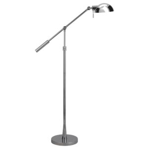 henn&hart height adjustable/tilting floor lamp with metal shade in polished nickel, for home, living room, bedroom, entertainment room, office, kitchen, dining