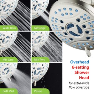 AquaCare As-Seen-On-TV High Pressure 48-setting Rain & Handheld 3-way Shower Head Combo - Anti-clog Nozzles/Tub, Tile & Pet Power Wash/Extra Long 6 ft. Stainless Steel Hose/All Chrome Finish