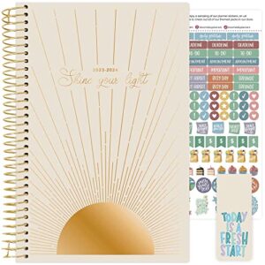 bloom daily planners 2023-2024 academic year day planner (july 2023 - july 2024) - 5.5” x 8.25” - weekly/monthly agenda organizer book with stickers & bookmark - cleerely stated