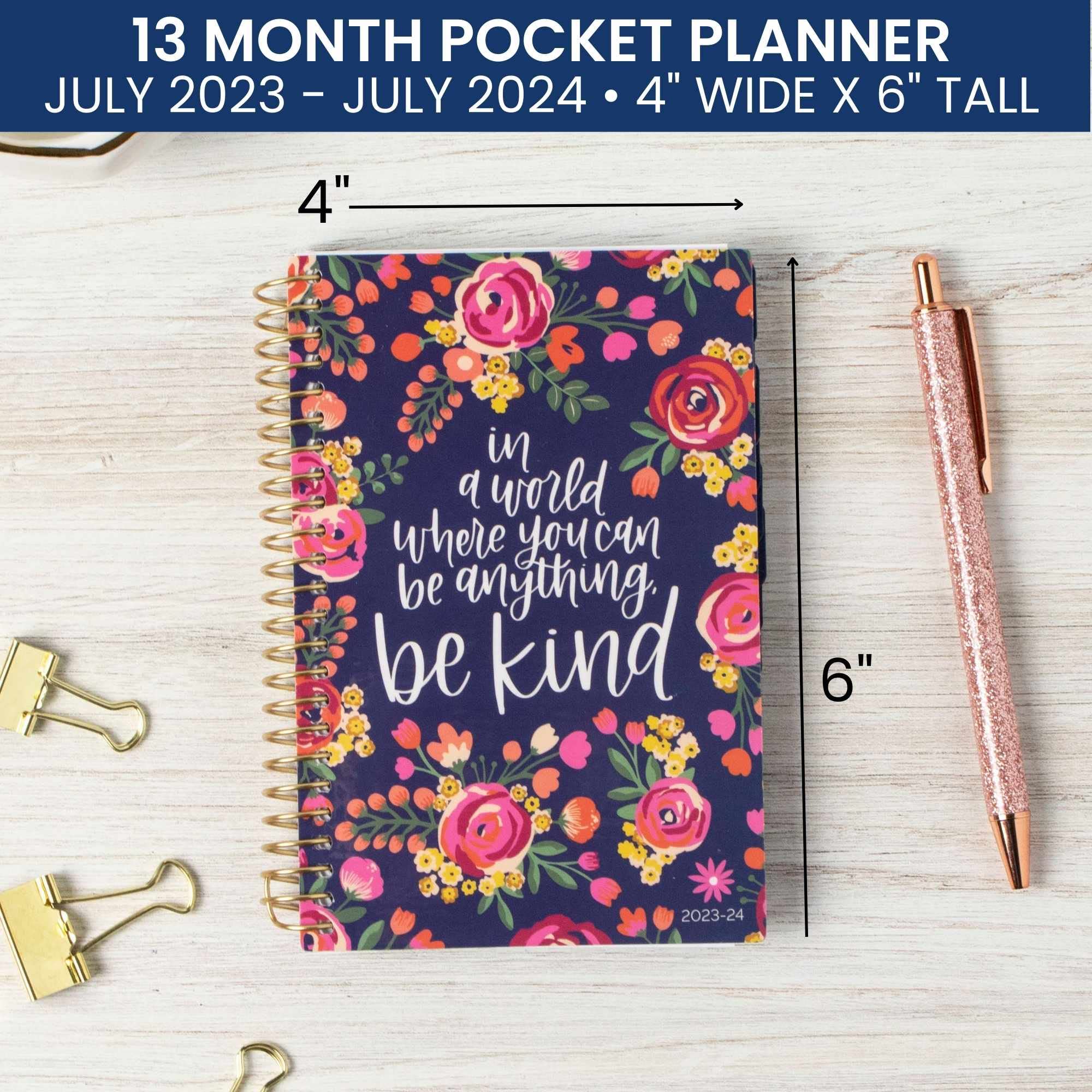 bloom daily planners 2023-2024 Academic Year Day Planner (July 2023 - July 2024) - 5.5” x 8.25” - Weekly/Monthly Agenda Organizer Book with Stickers & Bookmark - Be Kind