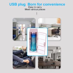 Luqeeg Mini Refrigerator - Portable Mini Fridge with 1.2m USB Cable & Silicone Pad, Compact Fridge for Home, Bedroom, Dorm, Office, Car