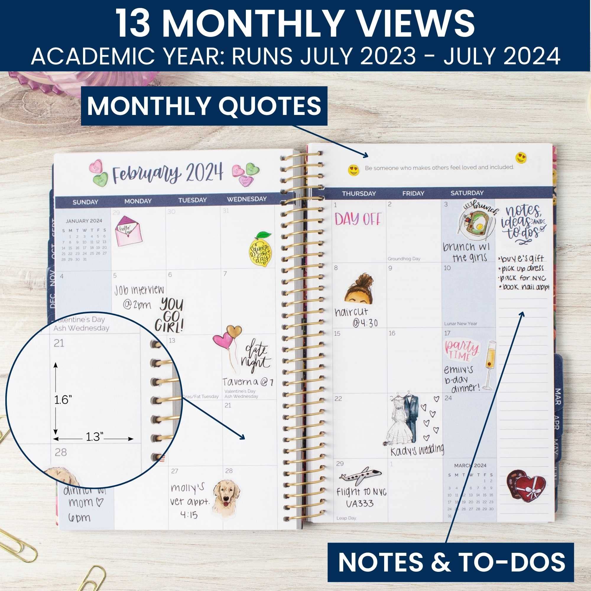 bloom daily planners 2023-2024 Academic Year Day Planner (July 2023 - July 2024) - 5.5” x 8.25” - Weekly/Monthly Agenda Organizer Book with Stickers & Bookmark - Poppy Meadow, Blue