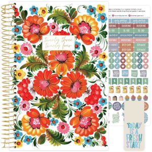 bloom daily planners 2023-2024 academic year day planner (july 2023 - july 2024) - 5.5” x 8.25” - weekly/monthly agenda organizer book with stickers & bookmark - ukrainian floral