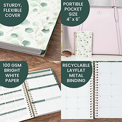 bloom daily planners 2023-2024 Pocket Planner - 4” x 6” - (July 2023 - July 2024) - MINI Weekly/Monthly Agenda Organizer & Calendar Book - Boho Greenery