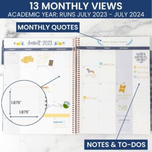 bloom daily planners 2023-2024 (8.5" x 11") Academic Year Day Planner (July 2023 - July 2024) - Weekly/Monthly Dated Agenda Organizer with Tabs - Modern Abstract, Navy