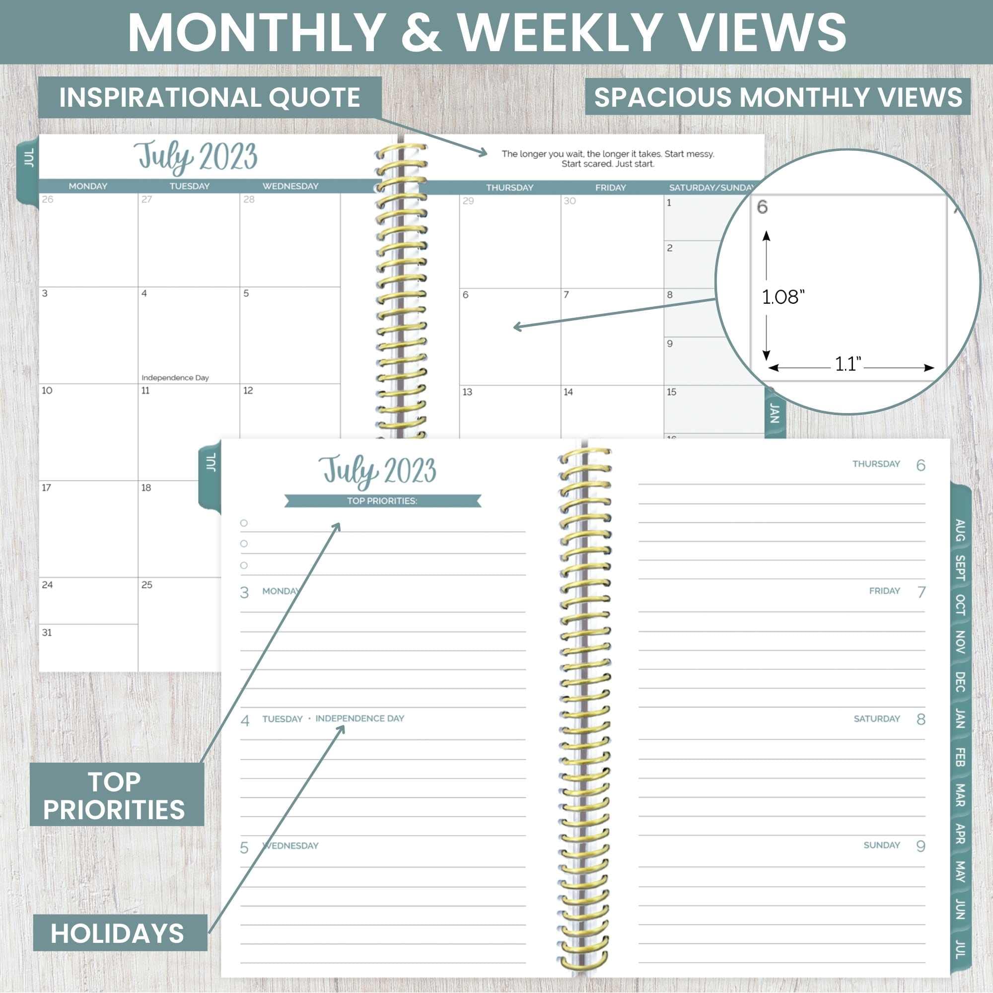 bloom daily planners 2023-2024 Pocket Planner - 4” x 6” - (July 2023 - July 2024) - MINI Weekly/Monthly Agenda Organizer & Calendar Book - Spread Kindness