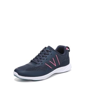 vionic women's agile audie walking sneakers-supportive lace-up sneakers that include three-zone comfort with orthotic insole arch support, medium and wide fit, navy 8 medium
