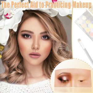 Makeup Practice Face, Silicone Makeup Practice Board, Face Eyes Makeup Mannequin for Makeup Artists and Beginners, with Makeup Brushes and 165Pcs Pearl Stickers (Bright)