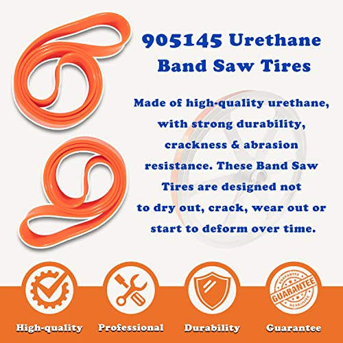 2 Pack Urethane Band Saw Tires, 905145 Band Saw Tires Replace for 14" Delta 905145 Craftsman 3AD92501 Band Saw Including Jet Grizzly, & Powermatic —No Adhesive Needed